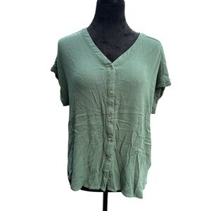 Orvis Sea Green Button-Up S/S Women's Top size medium
